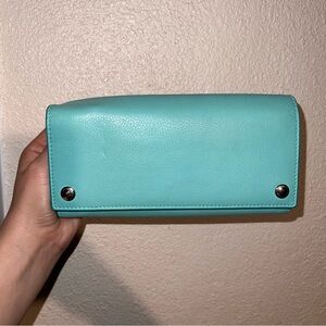 Tiffany & Co. Tiffany Blue Double Button Leather Wallet w/Removable Card Insert